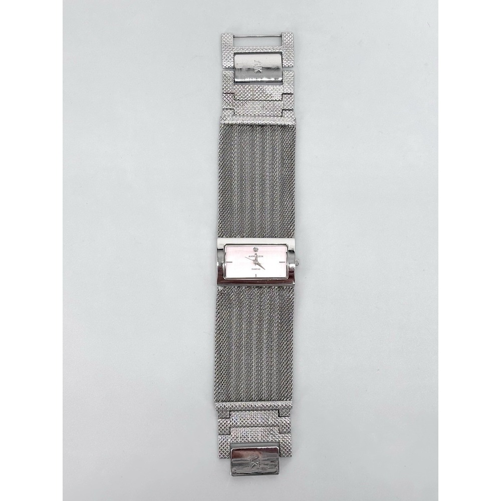 Anne Klein Diamond Pink Dial Silver Tone Mesh Bracelet Women's Watch 753H/2